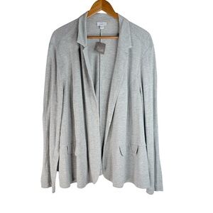 New J. Jill Women Linen Blend Heather Gray Open Front Blazer Cardigan Size 2X